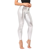 cheap Bottoms-1980s High Waisted Shiny Latex Patent Leggings PU Leather Pencil Pants Disco Women&#039;s Carnival Masquerade Party Bachelorette Party Pride Parade Adults&#039; Pants