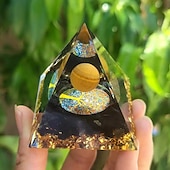 cheap Outdoor Decoration-Orgone Pyramid For Positive Energy And Amethyst Crystal Ball, With Protection From Crystals Energy Generator For Stress Reduce Healing Meditation And Wealth Attraction For Home Decoration