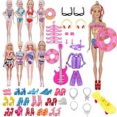 voordelige Prinses Pop Speelsets-roze poppenkleertjes en accessoires, 30cm poppenkledingaccessoires 40-delige set combinatieaccessoires badpak zwempak kleine meisje kinderspeelgoedaccessoires