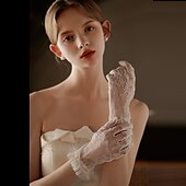 voordelige Handschoenen voor feesten-Kant Polslengte Handschoen leuke Style / Elegant Met Geplooid Bruiloft / feesthandschoen