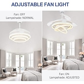 Недорогие Потолочные светильники с вентилятором-42-дюймовые выдвижные потолочные вентиляторы с подсветкой и пультом дистанционного управления, современный светодиодный полуутопленный вентилятор, выдвижной геометрический потолочный вентилятор, 3 цвета, 6 скоростей, интеллектуальный подвесной светильник