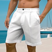 economico Vacanza-Per uomo Pantaloncini Pantaloncini di lino Pantaloncini estivi Pantaloncini da spiaggia Pulsante Tasche Gamba dritta Liscio Comfort Traspirante Breve Informale Giornaliero Per eventi Misto cotone e