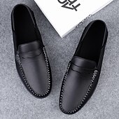 cheap Casual-Men&#039;s White Faux Leather Loafers – Casual Slip-On Driving Shoes for Business &amp; Summer Wear