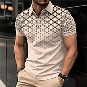 cheap Men&#039;s Geometric Polo-Men&#039;s Geometric Zip Polo Shirts Golf Shirt Short Sleeve Polo Shirts Collared Shirts Business Casual WorkWear Formal Wear Festival Wear 3D Print Quarter Zip Polo White Pink Blue