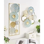 abordables décoration murale en métal-Décoration murale 1pc, décoration murale en métal conçue avec une feuille de lotus, décoration murale suspendue rustique, art mural en métal de ferme, décoration murale moderne pour le bureau de la chambre à coucher du salon