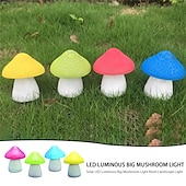 baratos Luzes de paisagem-luz led solar luminescente grande cogumelo luz de resina mudança de cor luz de gramado de jardim luz decorativa luz de paisagem
