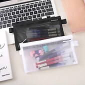 preiswerte Federmäppchen &amp; Halter-Einfaches, transparentes Mesh-Federmäppchen zur Aufbewahrung von Studenten-Bleistiftbeuteln mit großem Fassungsvermögen, Beutel für Schreibwaren, Kosmetiktaschen