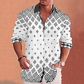 voordelige Vogels &amp; Dieren-Voor heren Geometrie Papegaai Overhemd Hawaiiaans overhemd Aloha-shirt Lange mouw Overhemd Opstaand Modieus Streetwear Ontwerper Buiten Straat Casual Blauw-Groen Zwart Geel S M L