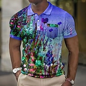 economico Polo stampata da uomo-Per uomo Stampe astratte Polo a nido d&#039;ape Magliette polo Polo con risvolto Polo con bottoni Camicia da golf Golf Manica corta Camicia Collo ripiegabile Esterno Strada Blu-verde Blu Viola Arancione