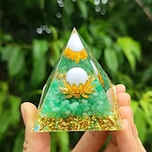 cheap Outdoor Decoration-Orgone Pyramid For Positive Energy And Amethyst Crystal Ball, With Protection From Crystals Energy Generator For Stress Reduce Healing Meditation And Wealth Attraction For Home Decoration