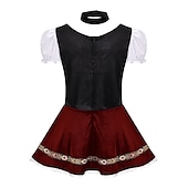 olcso Dirndl-Női Karneváli Oktoberfest Dirndl Sör Jelmez Ing és Köténnyel Bajor Wiesn Hagyományos Stílusban