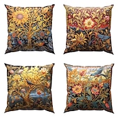 baratos Estilo Vintage-4.0 pçs Poliéster Cobertura de Almofada, Imprimir Art Deco Vintage Lazer Quadrada Tradicional Clássico