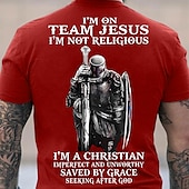 abordables Camiseta gráfica para hombres-Camiseta gráfica cristiana para hombres equipo Jesús no religioso camiseta de caballero salvado por gracia