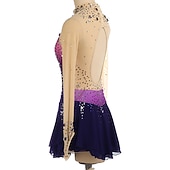 abordables Vestidos de Patinaje Artístico-Vestido de patinaje artístico Mujer Chica Patinaje Sobre Hielo Vestidos Borgoña Azul Real Púrpula Claro Dedo Pulgar Espalda Abierta Licra Alta elasticidad Entrenamiento Competición Ropa de Patinaje