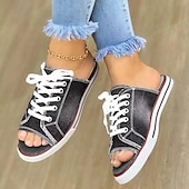 economico Sandali Comodi-sandali da donna in denim con punta aperta e lacci - sandali estivi casual da indossare tutti i giorni