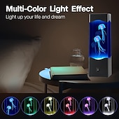 billige Dekorative lys-flerfarge manet lava lampe usb drevet akvarium nattlys med 3 maneter, kontorrom skrivebord dekorasjon gaver til jul bursdagsferie