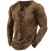 ieftine Tricouri vintage-Bărbați Tricou Grafic Harta lumii Guler Îmbrăcăminte Tipărire 3D Zilnic Ieșire Manșon Lung Cu Șiret Imprimeu Poliester Modă Designer Comfortabil