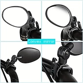 abordables Accesorios para motos y ATV-2 piezas de espejos ajustables para bicicleta de 360° espejos retrovisores convexos de ángulo amplio soporte de manillar a prueba de golpes para bicicletas de montaña y carretera