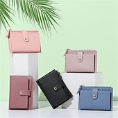 abordables Portefeuilles-Femmes Portefeuille Porte-Cartes de Crédit faux cuir Quotidien Fête Fermeture éclair Grande capacité Imperméable Léger Couleur Unie Noir Rose Claire Rouge clair