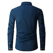 economico Camicie Button Down da uomo-Per uomo Camicia Camicie Camicia abbottonata Resistente alle rughe Camicia con bottoni Liscio Matrimonio Ufficio e carriera Nero Bianco Vino Blu reale Manica lunga Collo ripiegabile Primavera