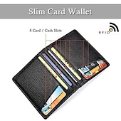 cheap Card Holders &amp; Cases-Ultra Slim Front Pocket Wallet Bifold Mens Wallet With 8 Card Slots Minimalist Travel Wallet Flip ID Window Slots for Driver License ID Cards Business Wallet Slim