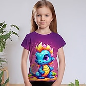 cheap Girl&#039;s 3D Animals-Girls&#039; 3D Graphic Cartoon Unicorn T shirt Tee Short Sleeve 3D Print Summer Spring Active Fashion Cute Kids 3-12 Years Outdoor Casual Daily Regular Fit