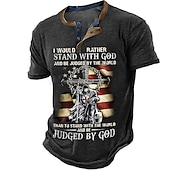 abordables Palabras divertidas-Hombre Graphic Cruz Fe Henley Shirt Manga Corta Impresión 3D Moda Design Cómodo Exterior Diario Verano Negro Verde Caqui Azul Oscuro Henley Camiseta Henley