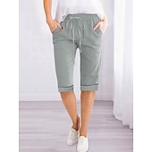 economico Pantaloncini in lino di cotone-Per donna Pantaloncini ispirati al lino Shorts Pantaloni Eleganti Attivo Semplice Casual Lunghezza al ginocchio Vita Alta Semplice Tasca Coulisse Elastico in vita Traspirabilità Morbido Confortevole