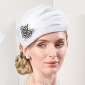 billige Fascinatorer-hatter hodeplagg imitert perlefjær bowler / cloche hatt tallerken lue pilleboks lue kveldsfest cocktail elegant bryllup med fjærperler hodeplagg hodeplagg