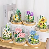 baratos Brinquedos de Montar-Blocos de construção para presentes do dia das mulheres, crie lindos buquês de flores com este kit de construção de flores de 1 peça - perfeito para adultos&amp;amp; crianças! presentes de dia das mães