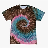 billige Retro grafikk-Disk Tie Dye T-skjorte Animé 3D Graphic Til Par Herre Dame Voksne Maskerade 3D-utskrift Fritid / hverdag