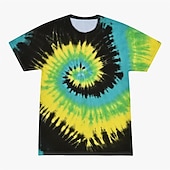 billige Retro grafikk-Disk Tie Dye T-skjorte Animé 3D Graphic Til Par Herre Dame Voksne Maskerade 3D-utskrift Fritid / hverdag