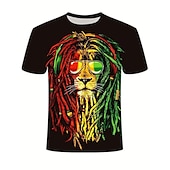 economico Magliette con stampa animale-Per uomo Pop art Animali Leone maglietta Manica corta maglietta Stampa 3D Girocollo Camicia Vintage Di tendenza Originale Esterno Giornaliero Sport Nero Nero rosso Blu Primavera estate Abbigliamento