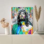 cheap People Prints-People Wall Art Canvas Jesus Christ Prints and Posters Abstract Portrait Pictures Decorative Fabric Painting For Living Room Pictures No Frame