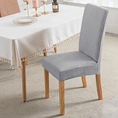 economico Fodera per sedia da pranzo-Coprisedia da pranzo 2 pezzi, coprisedia elasticizzato in velluto bordeaux, coprisedia lavabile in spandex con protezione inferiore elastica, motivo floreale in stile fattoria per sala da pranzo,