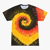billige Retro grafikk-Disk Tie Dye T-skjorte Animé 3D Graphic Til Par Herre Dame Voksne Maskerade 3D-utskrift Fritid / hverdag