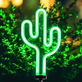 economico Illuminazione vialetto-luci solari da giardino luci esterne cactus/fenicottero luci al neon luci esterne impermeabili per la decorazione del percorso del cortile del patio del giardino
