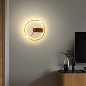 abordables Apliques de pared para interior-Lámpara de pared interior con reloj, lámpara de pared decorativa creativa, diseño de reloj real de 30 cm, accesorio de iluminación montado en la pared de metal para dormitorio, cabecera, pasillo, sala