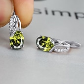 levne Náušnice-Dámské Zirkon Náušnice Klasika Drahocenný stylové Jednoduchý Náušnice Šperky Platinové barevné / Platinová olivově zelená / Platinová bílá Pro Svatební Párty 1 pár