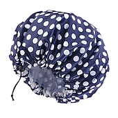 abordables Aparatos para el baño-gorro de ducha de seda con estampado de leopardo, gorro de ducha de doble capa impermeable, gorros de pelo eva reutilizables para la protección del cabello, siete colores disponibles, para el cuidado