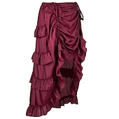 abordables Médiéval-Rétro Vintage Punk et gothique Victoriens Jupe Costume de Cosplay Jupe longue Pirate Femme Cordon Ourlet Asymétrique Couleur unie Halloween Carnaval Carnaval Quotidien Mascarade Adulte Jupe Printemps