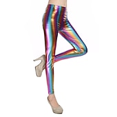 cheap Bottoms-1980s High Waisted Shiny Latex Patent Leggings PU Leather Pencil Pants Disco Women&#039;s Carnival Masquerade Party Bachelorette Party Pride Parade Adults&#039; Pants