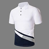cheap Men&#039;s Classic Polo-Men&#039;s Button Up Polos Polo Shirt Casual Holiday Lapel Short Sleeve Fashion Basic Color Block Button Summer Regular Fit Navy White Red / White Button Up Polos