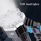 お買い得  戦術的な懐中電灯-ハイパワー 7 LED 懐中電灯トーチ穂軸サイドライトライト屋外照明 USB 充電式防水作業灯強力な集魚灯