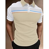 cheap Sports-Men&#039;s Button Up Polos Polo Shirt Casual Holiday Lapel Short Sleeve Fashion Basic Color Block Button Summer Regular Fit Light Sky Blue Yellow Light Green Pink Burgundy Beige Button Up Polos