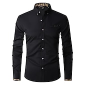 economico Camicie Button Down da uomo-Per uomo Camicia Camicie Camicia abbottonata Resistente alle rughe Camicia con bottoni Liscio Matrimonio Ufficio e carriera Nero Bianco Vino Blu reale Manica lunga Collo ripiegabile Primavera