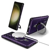 cheap Samsung Cases-Phone Case For Samsung Galaxy S24 S23 S22 S21 S20 Ultra Plus FE Note 20 Ultra S25 Ultra Back Cover Magnetic Adsorption With Magsafe with Stand Holder Support Wireless Charging TPU PC