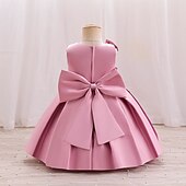 levne Párty šaty-Batole Dívčí Šaty na párty Pevná barva Bez rukávů Výkon Svatební Kravatový uzel Roztomilý Princeznovské Polyester Midi Šaty na párty Léto Jaro 3-7 let Světlá růžová Rubínově červená Trávová zelená