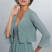 baratos envoltórios da mãe-xales para convidados de casamento envoltório feminino puro elegante manga 3/4 de comprimento chiffon envoltórios de casamento com cor pura para festa primavera&amp;amp; verão
