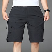baratos Clássico-Homens Bermuda Cargo Calção Shorts de verão Shorts de Trilha Com Cordão Cintura elástica Bolso multi Tecido Conforto Macio Comprimento do joelho Ao ar livre Diário Para Noite Moda Casual Exército